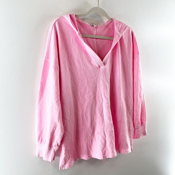 Old Navy Oversized French Terry Hooded Sweatshirt Neon Pink Small - Picture 6 of 8